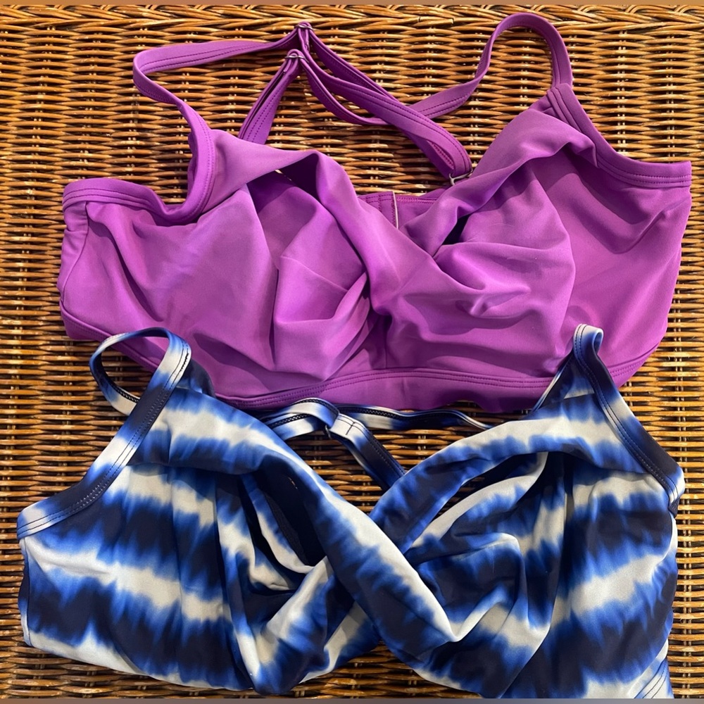 Athleta Purple and Blue tie dye bikini tops sold as pair both size 38 D/DD
